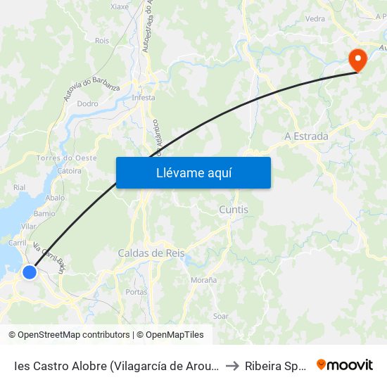 Ies Castro Alobre (Vilagarcía de Arousa) to Ribeira Spain map