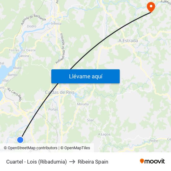 Cuartel - Lois (Ribadumia) to Ribeira Spain map