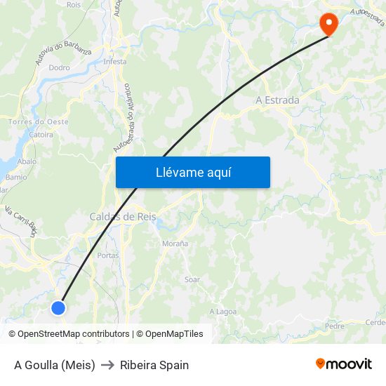 A Goulla (Meis) to Ribeira Spain map