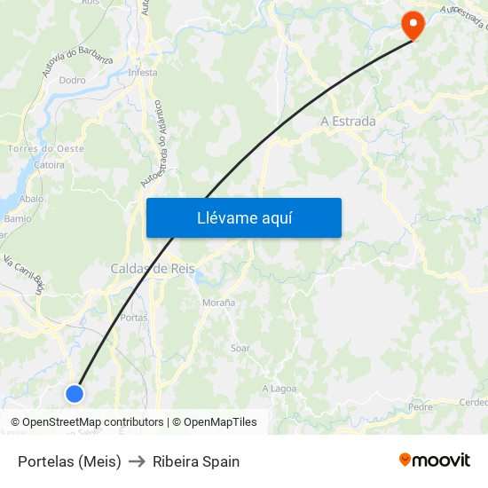 Portelas (Meis) to Ribeira Spain map
