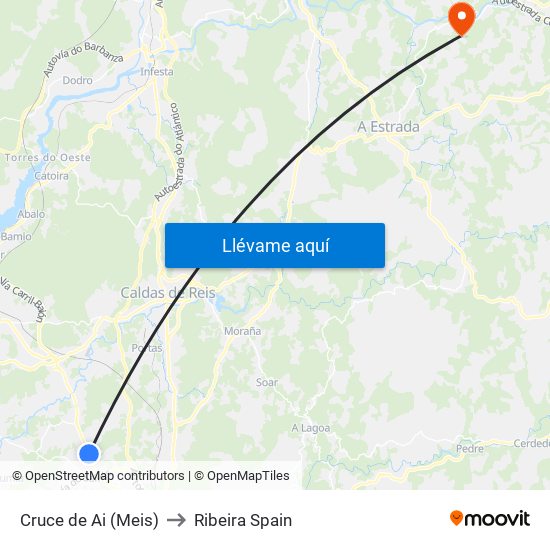 Cruce de Ai (Meis) to Ribeira Spain map