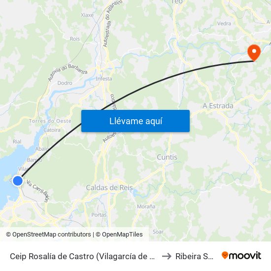 Ceip Rosalía de Castro (Vilagarcía de Arousa) to Ribeira Spain map
