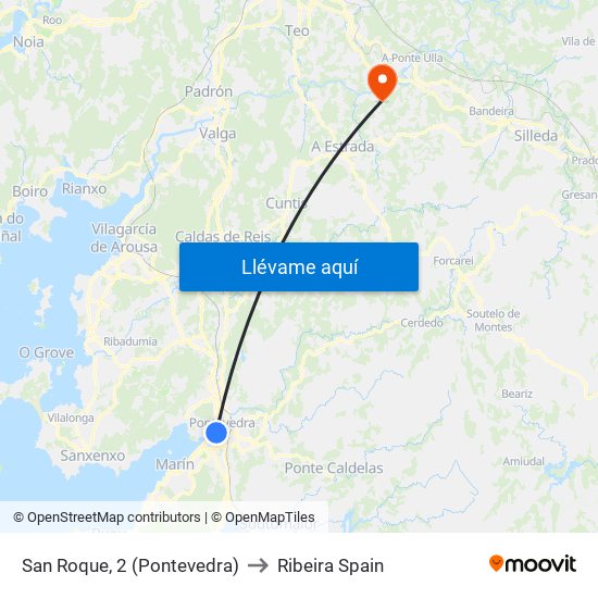 San Roque, 2 (Pontevedra) to Ribeira Spain map