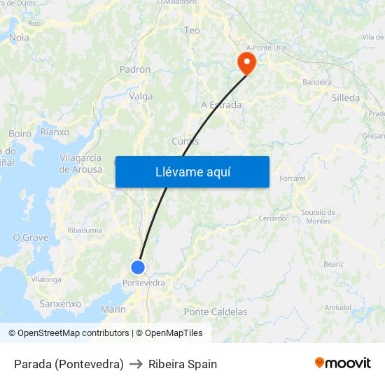 Parada (Pontevedra) to Ribeira Spain map