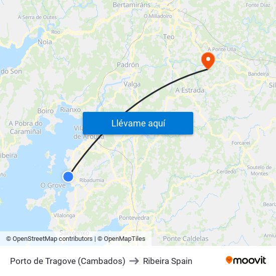 Porto de Tragove (Cambados) to Ribeira Spain map