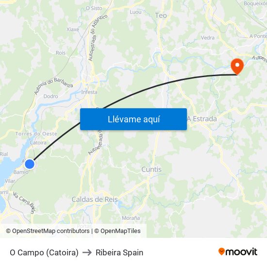 O Campo (Catoira) to Ribeira Spain map