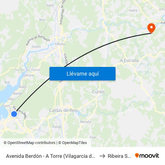 Avenida Berdón - A Torre (Vilagarcía de Arousa) to Ribeira Spain map