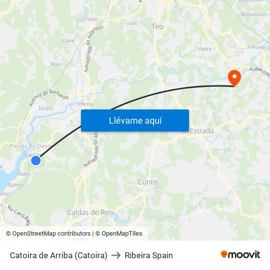 Catoira de Arriba (Catoira) to Ribeira Spain map