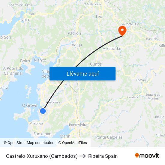 Castrelo-Xuruxano (Cambados) to Ribeira Spain map
