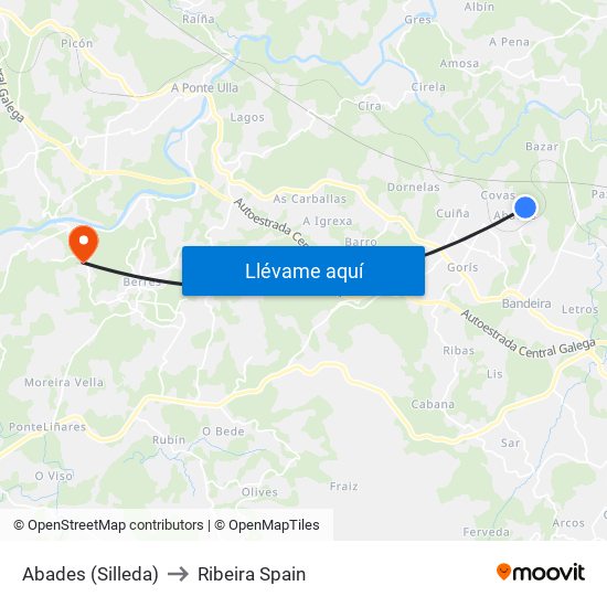 Abades (Silleda) to Ribeira Spain map