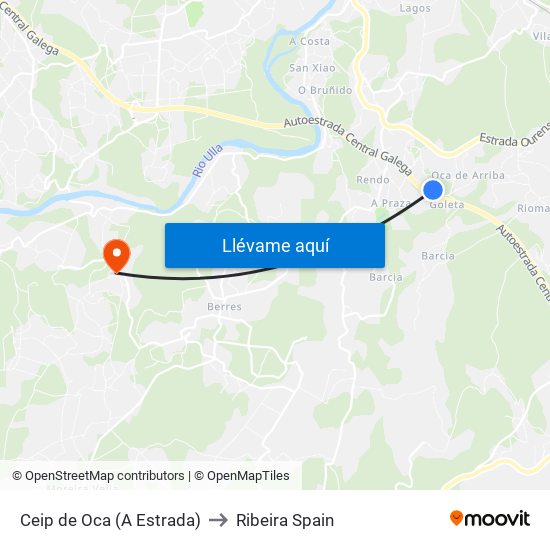 Ceip de Oca (A Estrada) to Ribeira Spain map