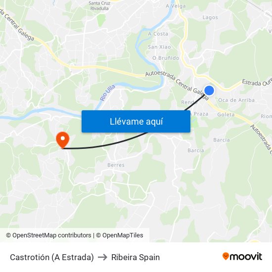 Castrotión (A Estrada) to Ribeira Spain map