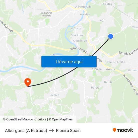 Albergaría (A Estrada) to Ribeira Spain map