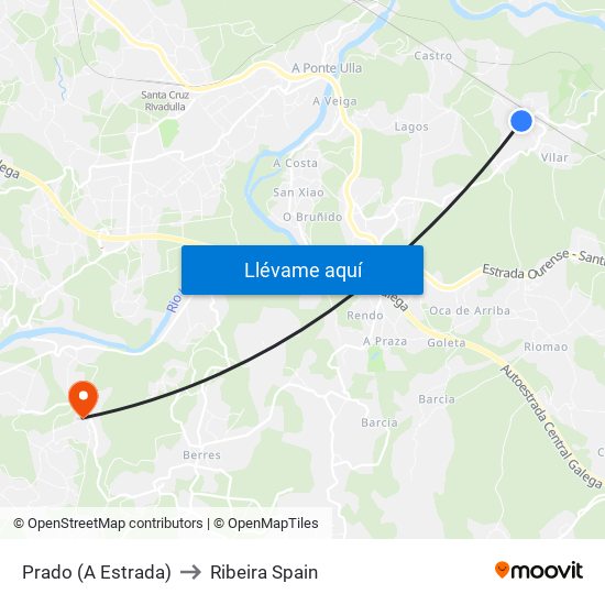 Prado (A Estrada) to Ribeira Spain map