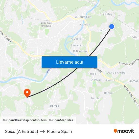 Seixo (A Estrada) to Ribeira Spain map