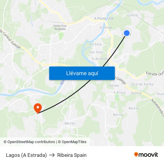 Lagos (A Estrada) to Ribeira Spain map