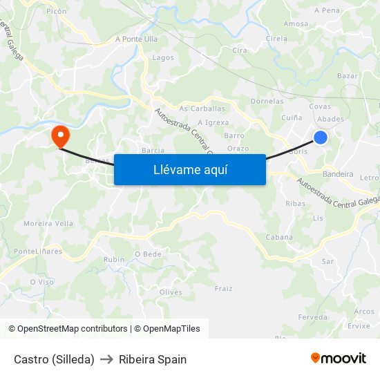 Castro (Silleda) to Ribeira Spain map