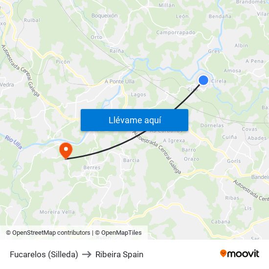 Fucarelos (Silleda) to Ribeira Spain map