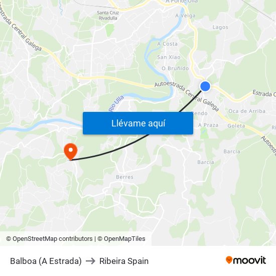 Balboa (A Estrada) to Ribeira Spain map