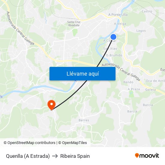 Quenlla (A Estrada) to Ribeira Spain map