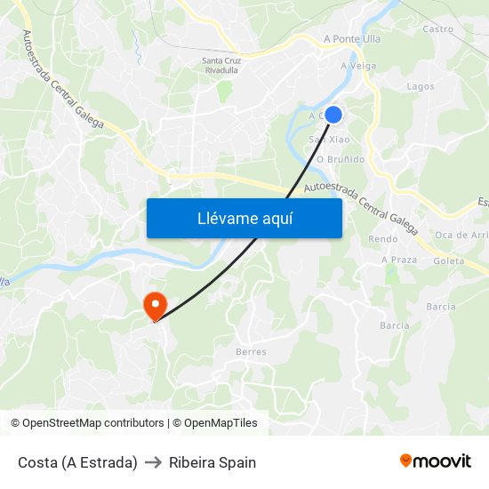 Costa (A Estrada) to Ribeira Spain map