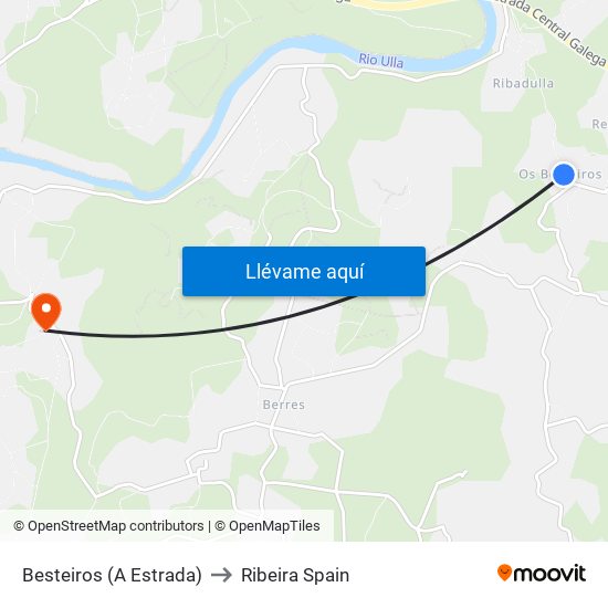 Besteiros (A Estrada) to Ribeira Spain map