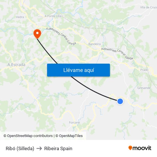 Ribó (Silleda) to Ribeira Spain map
