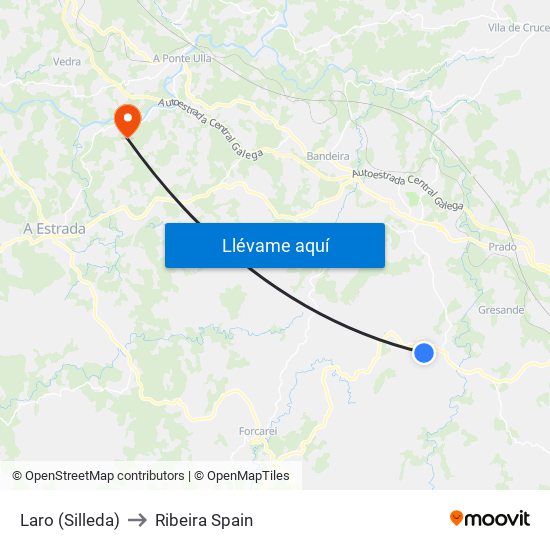 Laro (Silleda) to Ribeira Spain map