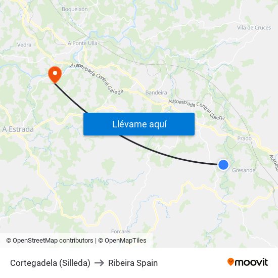 Cortegadela (Silleda) to Ribeira Spain map