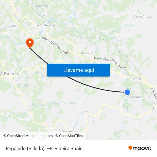 Regalade (Silleda) to Ribeira Spain map