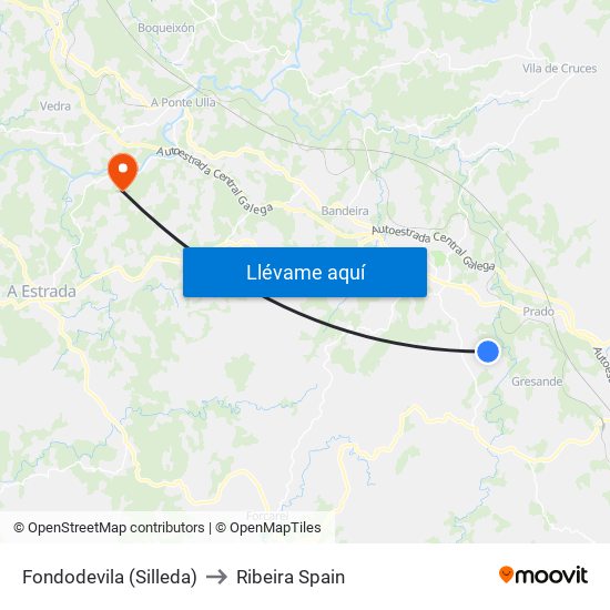 Fondodevila (Silleda) to Ribeira Spain map