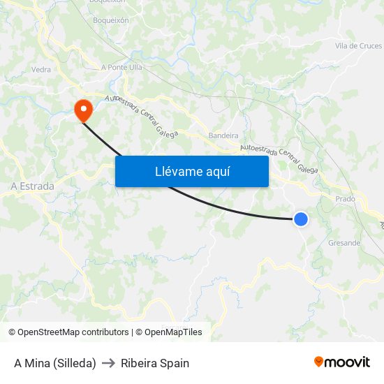A Mina (Silleda) to Ribeira Spain map
