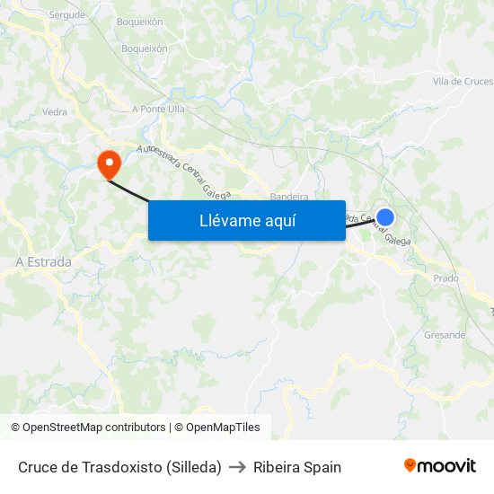 Cruce de Trasdoxisto (Silleda) to Ribeira Spain map