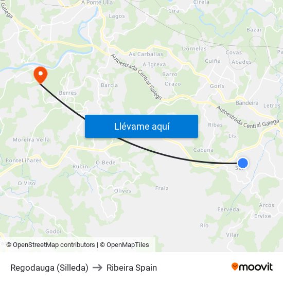 Regodauga (Silleda) to Ribeira Spain map