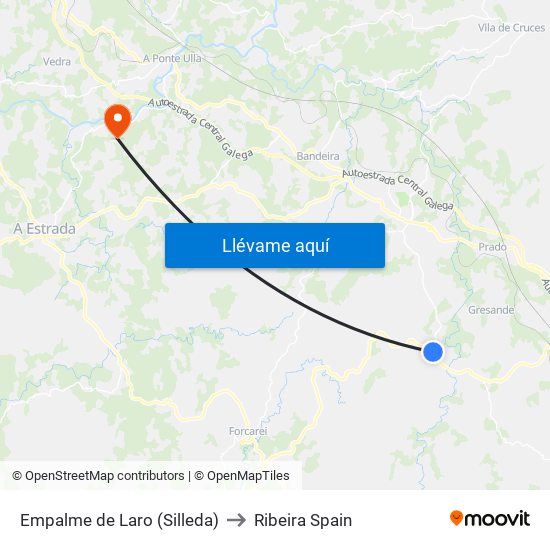 Empalme de Laro (Silleda) to Ribeira Spain map