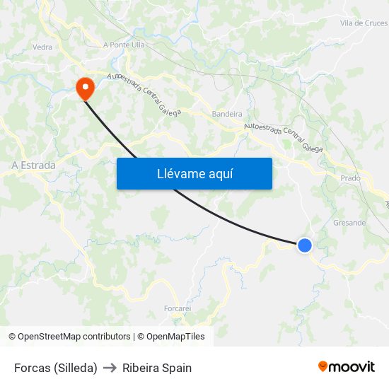 Forcas (Silleda) to Ribeira Spain map