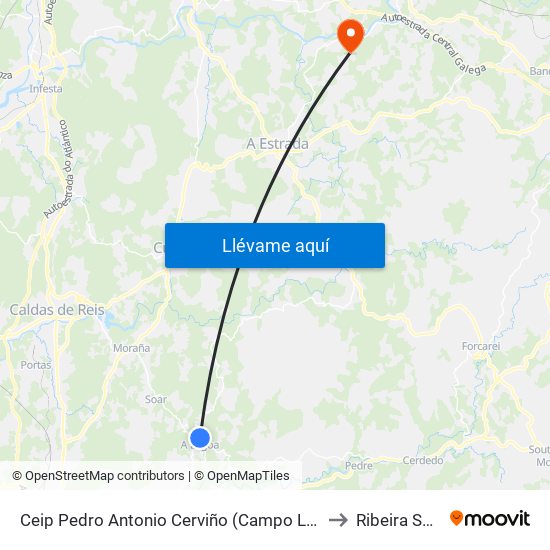 Ceip Pedro Antonio Cerviño (Campo Lameiro) to Ribeira Spain map