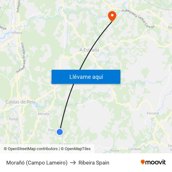 Morañó (Campo Lameiro) to Ribeira Spain map