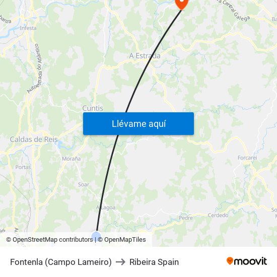 Fontenla (Campo Lameiro) to Ribeira Spain map