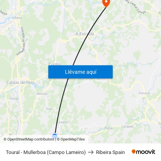 Toural - Mullerboa (Campo Lameiro) to Ribeira Spain map
