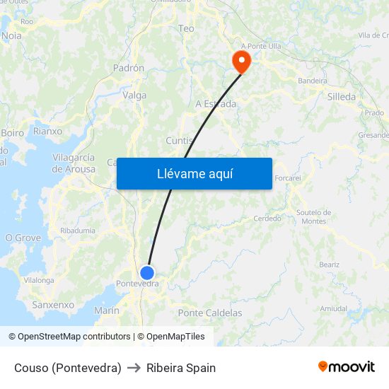 Couso (Pontevedra) to Ribeira Spain map