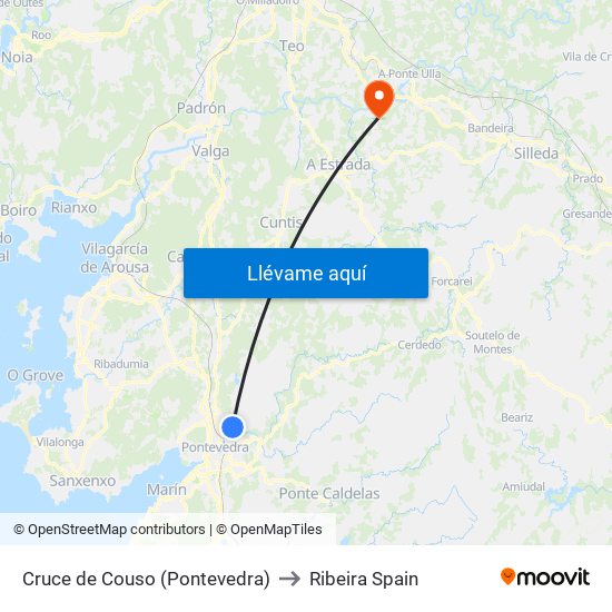 Cruce de Couso (Pontevedra) to Ribeira Spain map