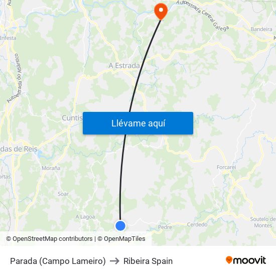 Parada (Campo Lameiro) to Ribeira Spain map