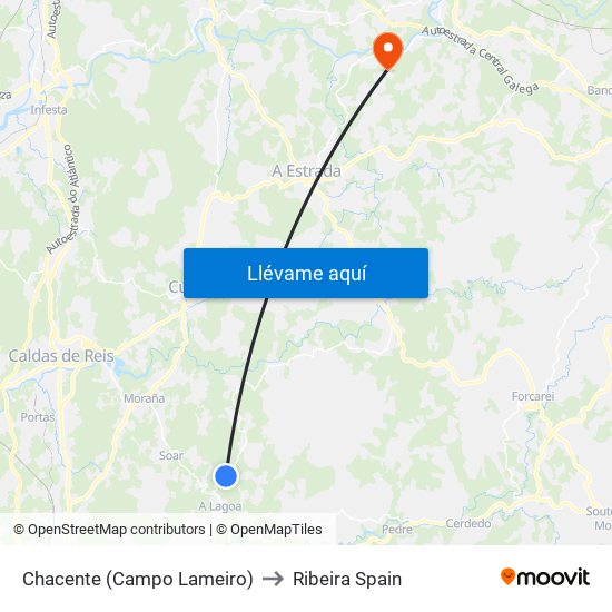 Chacente (Campo Lameiro) to Ribeira Spain map