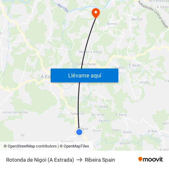 Rotonda de Nigoi (A Estrada) to Ribeira Spain map