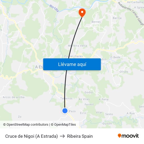 Cruce de Nigoi (A Estrada) to Ribeira Spain map