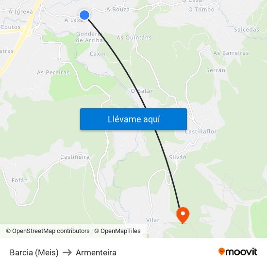 Barcia (Meis) to Armenteira map