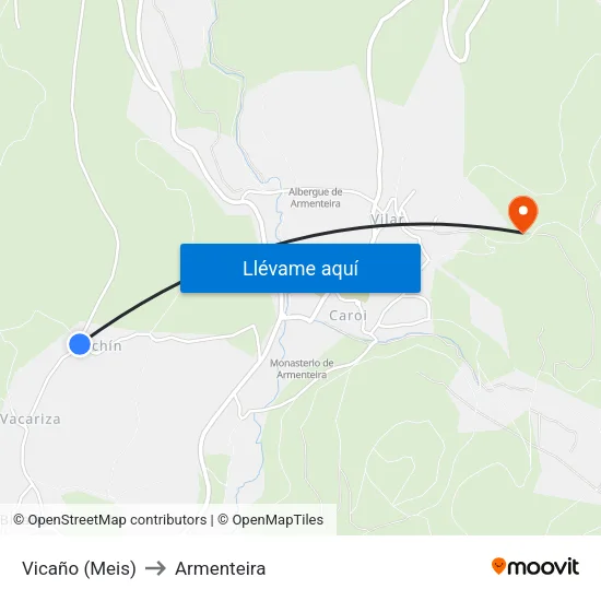 Vicaño (Meis) to Armenteira map