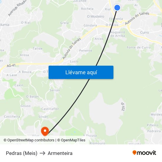 Pedras (Meis) to Armenteira map