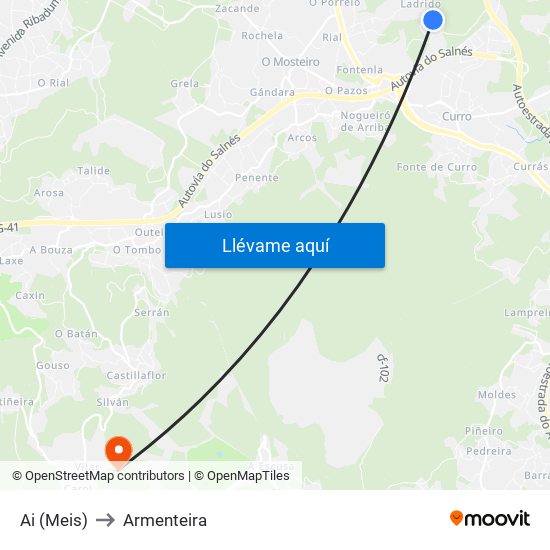 Ai (Meis) to Armenteira map
